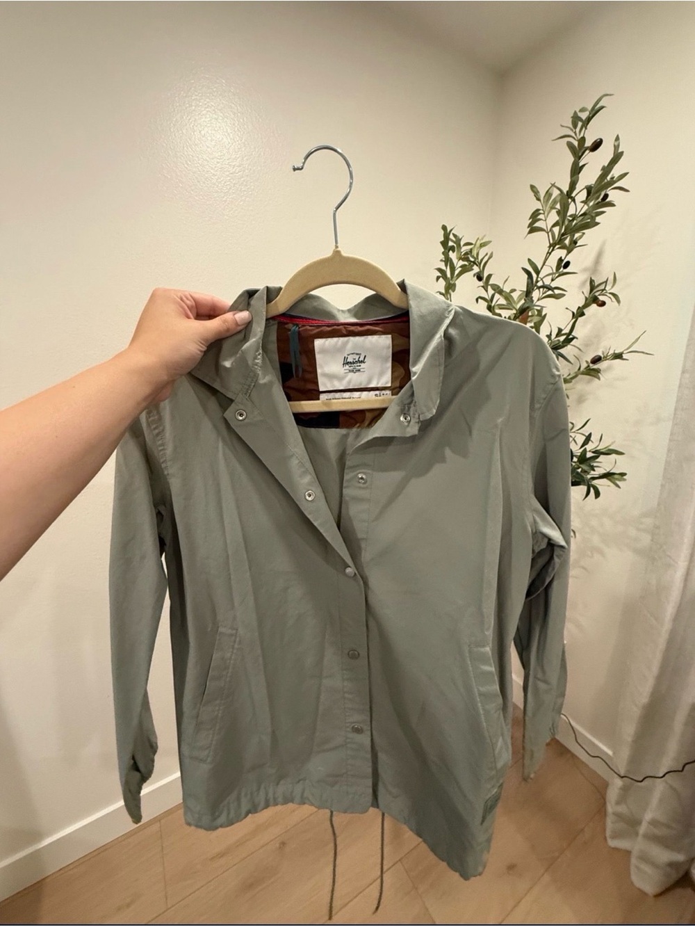 Herschel Supply Lightweight Olive Utility Jacket with Hood